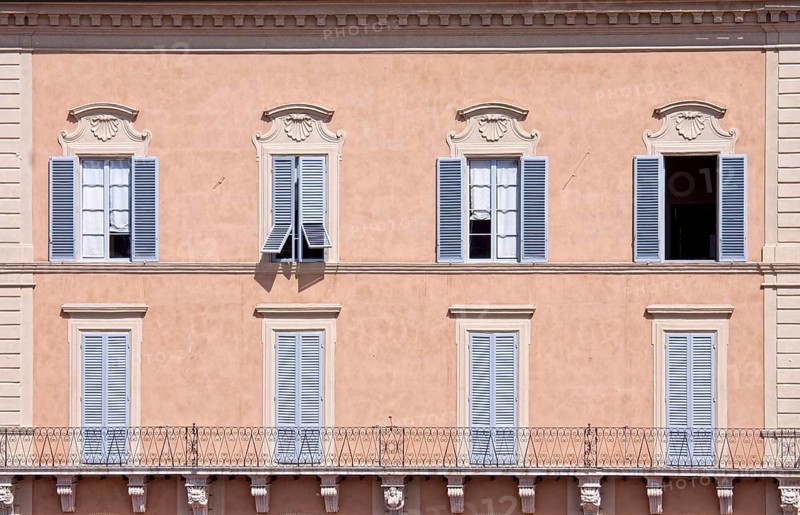 House facade with window, Siena, Tuscany, Italy, Europe