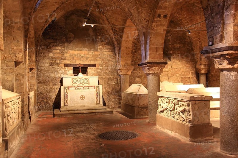 City of Palermo, Maria Santissima Assunta Cathedral, Archbishop's sarcophagi in the crypt, UNESCO World Heritage Site, Sicily, Italy, Europe