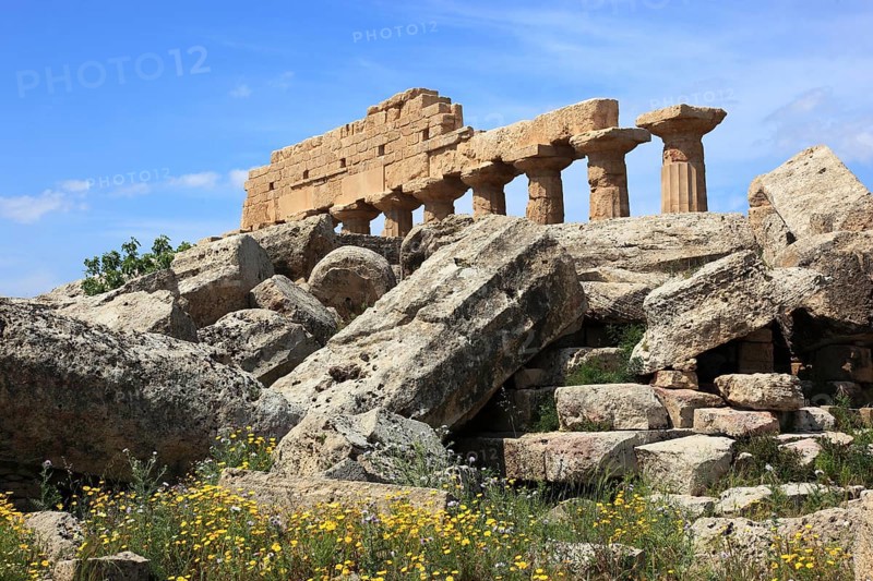 Selinunte, remains of the temples of the acropolis in the archaeological site of Selinunte, Trapani province, Sicily, Italy, Europe