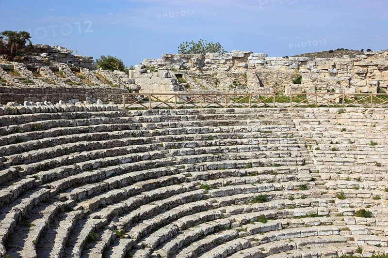 The Greek theatre in the former ancient city of Segesta, the province of Trapani, Sicily, Italy, Europe