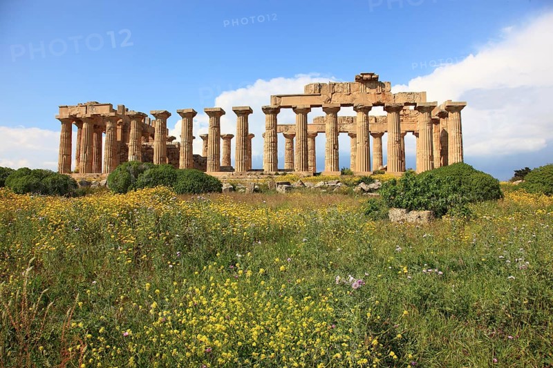 Selinunte, Temple E in the archaeological site of Selinunte, Trapani Province, Sicily, Italy, Europe