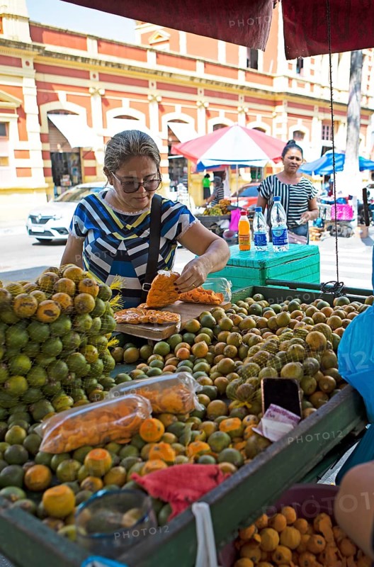 Sales stand for Tucumã-do-Amazonas or Tucumã, Manaus, State of Amazonas, Brazil, South America