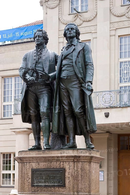 German National Theatre Weimar with Goethe Schiller statue