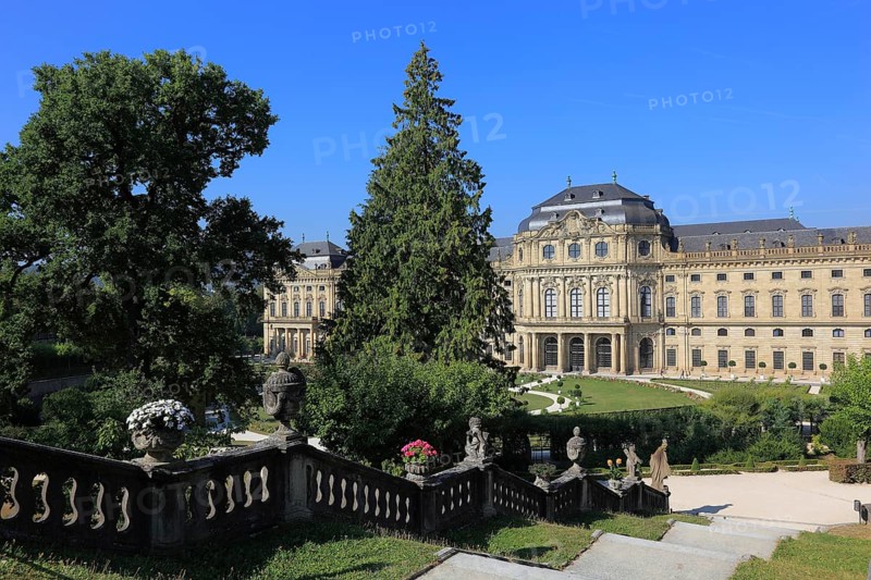 The Würzburg Residence and Court Garden, staircase, park side, UNESCO World Heritage Site, Würzburg, Lower Franconia, Bavaria, Germany, Europe