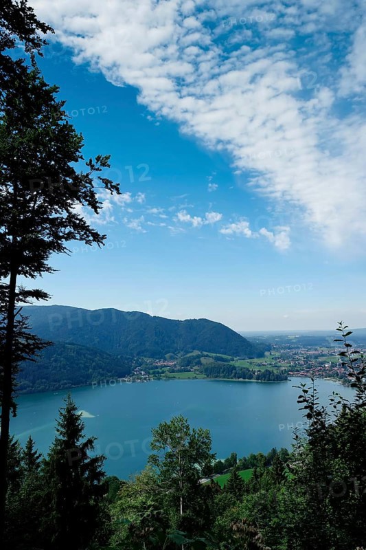 View of the beautiful Schliersee in August, Pre-Alps, Bavaria, Germany, Europe