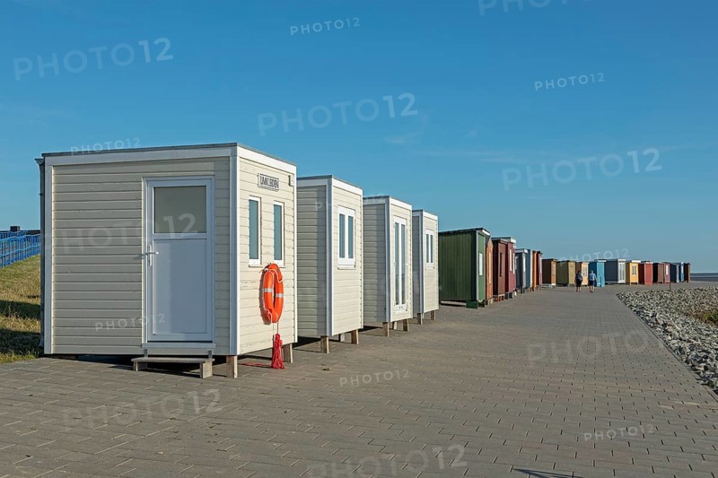 Changing rooms on the beach, Dagebüll, North Frisia, Schleswig-Holstein, Germany, Europe