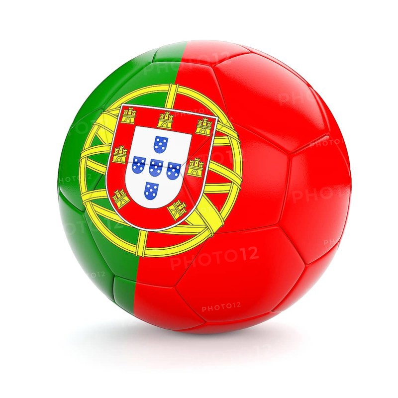3d rendering of Portugal soccer football ball with Portuguese flag isolated on white background