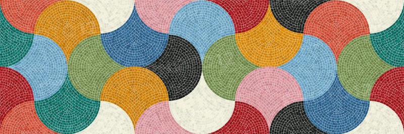Seamless pattern with mosaic tiles, editable vector illustration