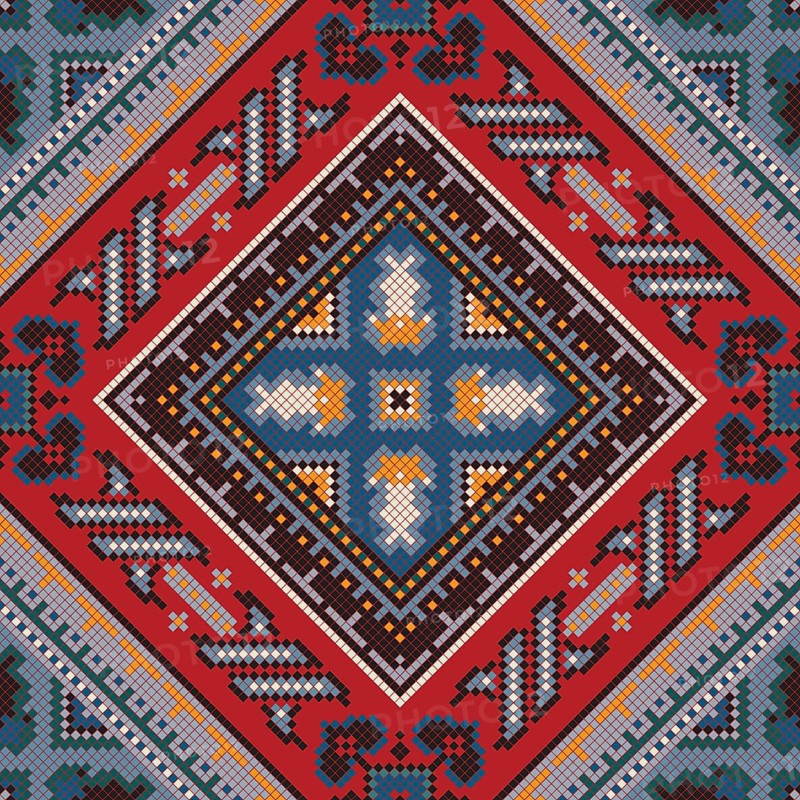 Traditional Georgian folk art embroidery vector pattern