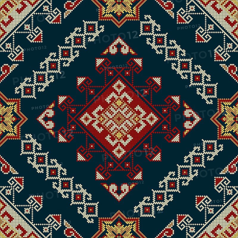 Traditional Georgian folk art embroidery vector pattern