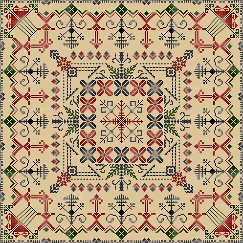 Traditional Latvian embroidery seamless pattern, vector illustration