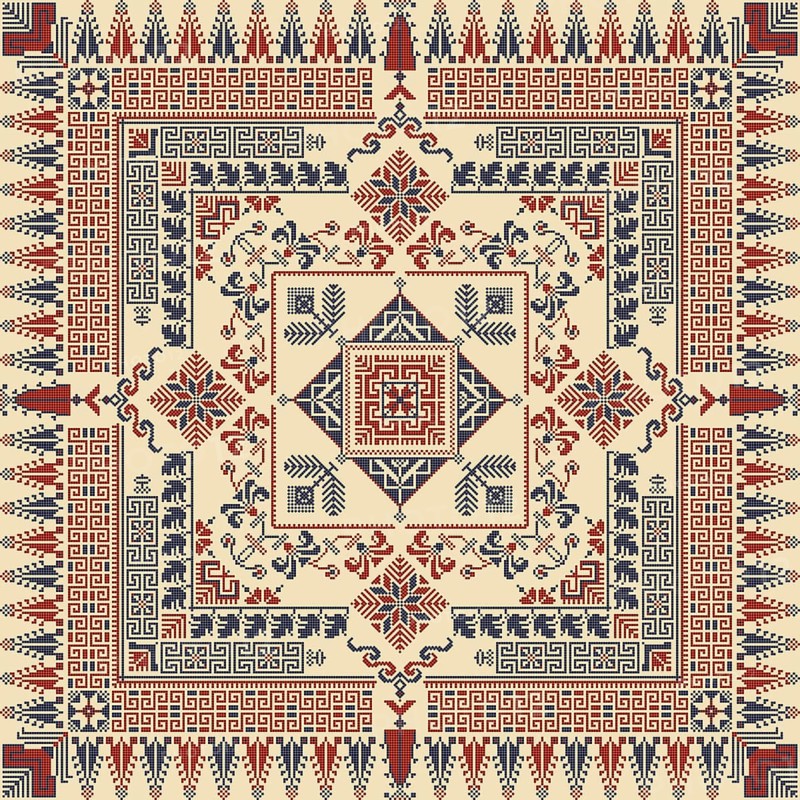 Embroidery Tatreez pattern, Palestinian fashion vector ornament
