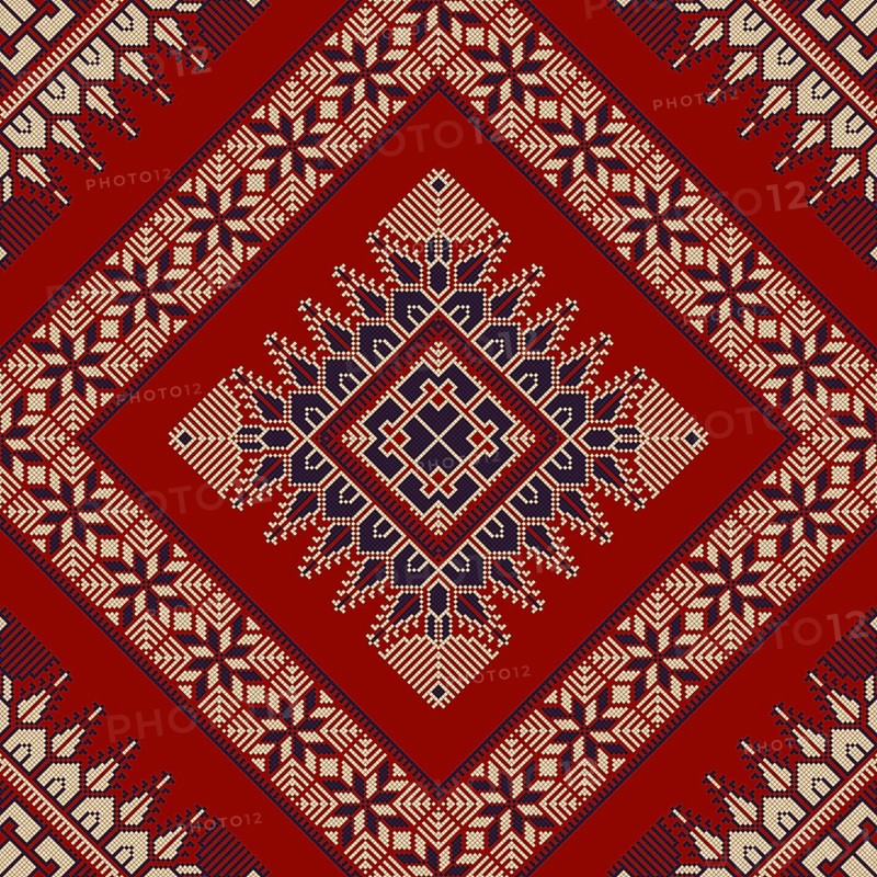 Embroidery Tatreez pattern, Palestinian fashion vector ornament