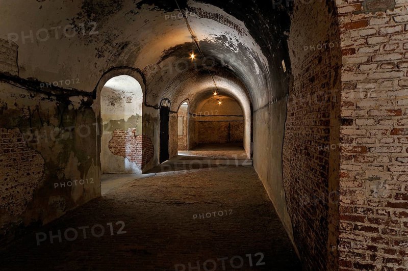 Corridor inside Fort Napoleon in Ostend, Belgium, Europe
