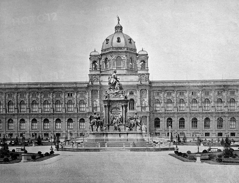One of the first autotypes of Kunsthistorisches Museum, Vienna, Austria, 1884, Historic, digitally restored reproduction of an original 19th century master, Europe