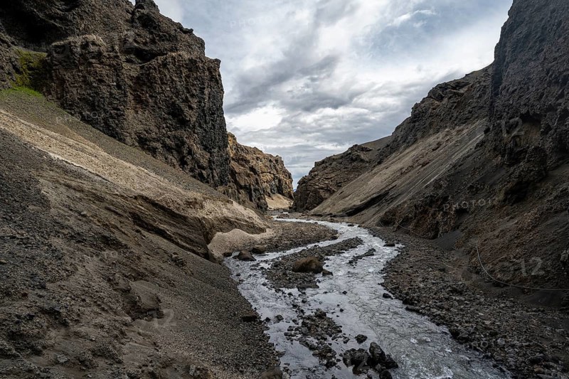 Drekagil, gorge in the crater rim of Askja volcano, Dyngjufjöll mountain massif, Icelandic highlands, Vatnajökull National Park, Iceland, Europe