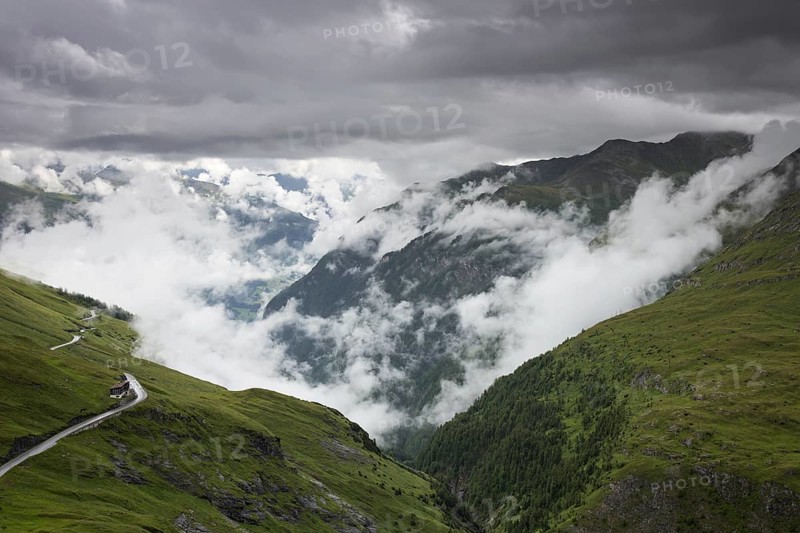 Rain clouds over the Franz-Josefs-Straße, Grossglockner High Alpine Road near Heiligenblut am Großglockner, Carinthia, Austria, Europe