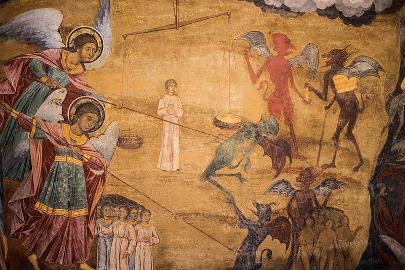 Last Judgement, fresco in Rila Monastery, Bulgaria, Europe