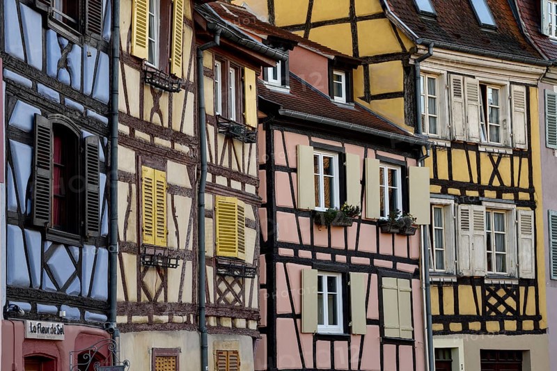 Half-timbered facades, Petite Venise, Little Venice, Colmar, Département Haut-Rhin, Alsace, France, Europe