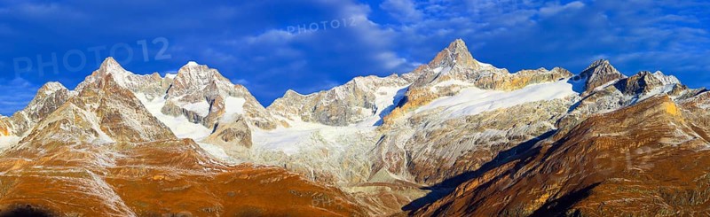 Obergabelhorn, 4063 m, Zinalrothorn, 4221 m, Valais Alps, Valais, Switzerland, Europe