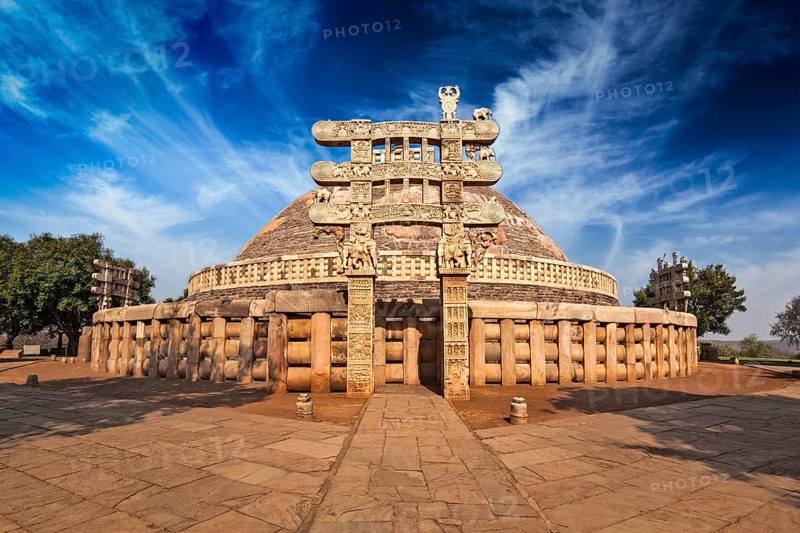 Great Stupa, ancient Buddhist monument. Sanchi, Madhya Pradesh, India, Asia