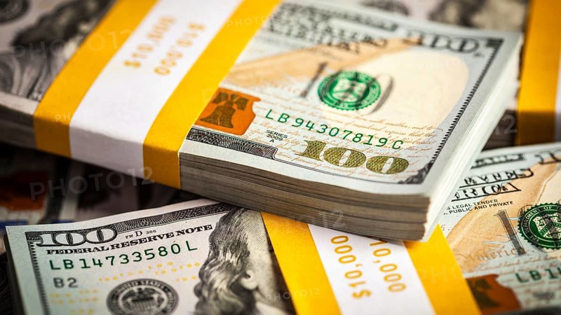 Creative business finance making money concept, letterbox panoramic background of new 100 US dollars 2013 edition banknotes (bills) bundles close up
