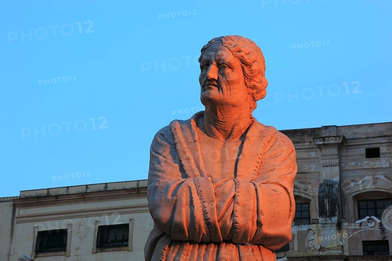 In the old town of Palermo, at the Piazza Pretoria, fountain figure of the Fontana Pretoria, Sicily, Italy, Europe