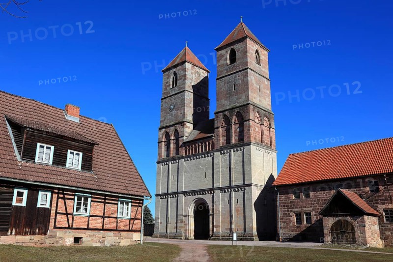 Ruin of the monastery church of St. Mary, Veßra Monastery, Hildburghausen County, Thuringia, Germany, Europe