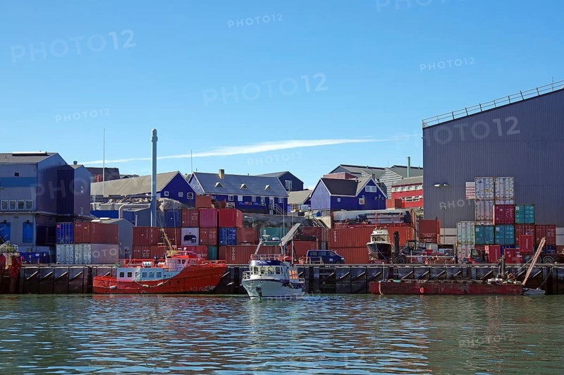 Container, Fishing boats, Halls, Fishing, Ilulissat, Arctic, Disko Bay, Greenland, Denmark, North America