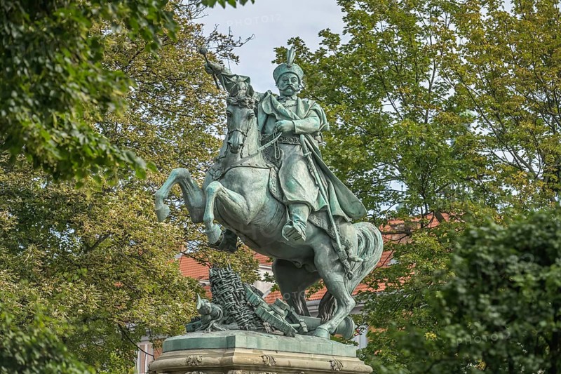 Equestrian Monument to King John III Sobieski, Old Town, Gdansk, Pomeranian Voivodeship, Poland, Europe