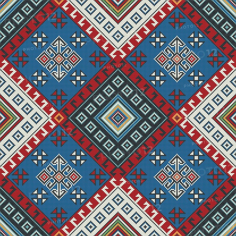 Traditional Georgian folk art embroidery vector pattern