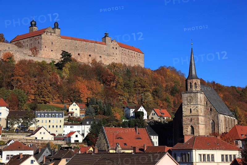 Plassenburg Castle with Old Town and Petri Church, Kulmbach, Upper Franconia, Bavaria, Germany, Europe