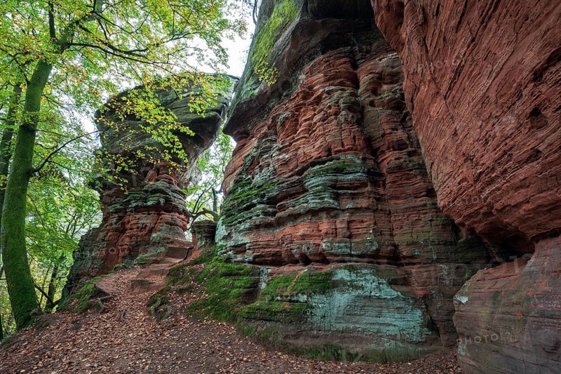 Old castle rock, red sandstone rock formation, natural and cultural monument, Brechenberg near Eppenbrunn, Palatinate Forest, Rhineland-Palatinate, Germany, Europe