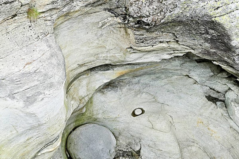 Glacier mills in the Cavaglia glacier garden, Poschiavo, Puschlav, Canton Graubünden, Switzerland, Europe
