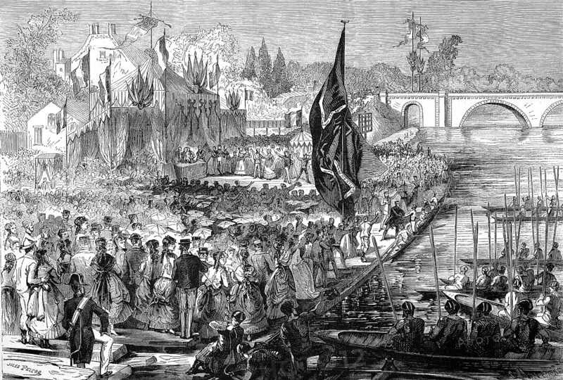 Great Regatta of Sevres on 17 May 1869, suburb of Paris, France, Historic, digitally restored reproduction of an original 19th-century artwork, exact original date unknown, Europe