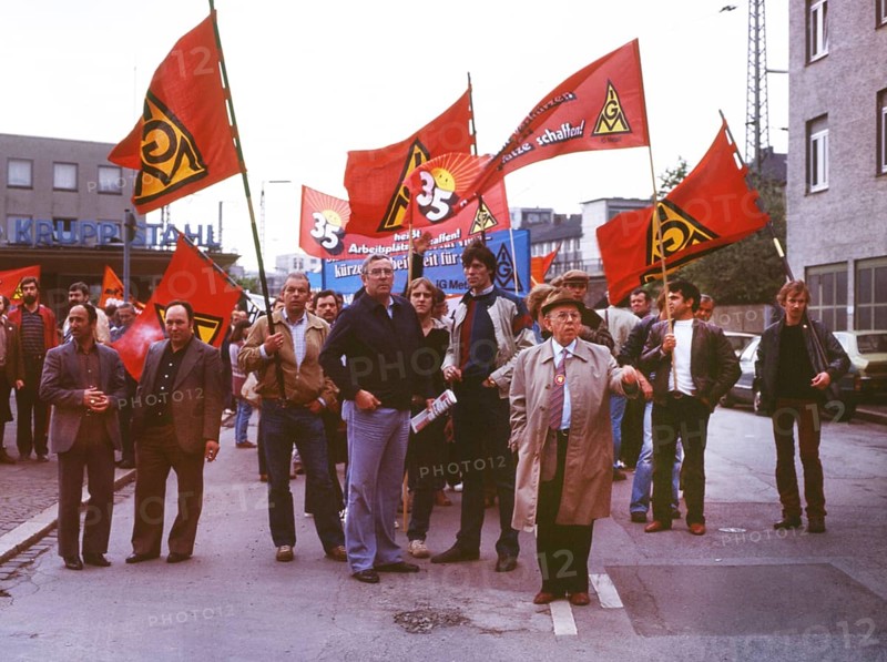 DEU, Germany: The historical slides from the 84-85 r years, Ruhr area. IG Metall demonstration in favour of a 35-hour week ca. 1984