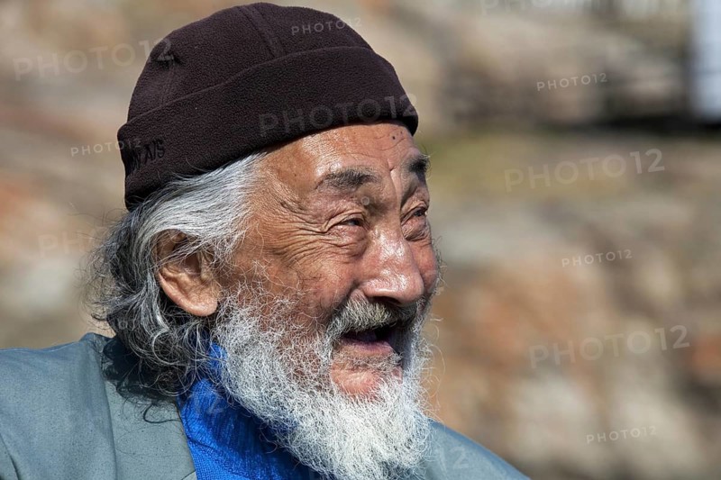 Portrait of elderly Inuit man from Uummannaq, North-Greenland, Greenland, North America