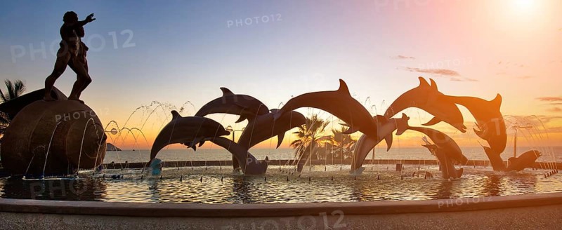 Mazatlan, Mexico-10 April, 2019: Famous Mazatlan sea promenade (El Malecon) with ocean lookouts and scenic landscapes