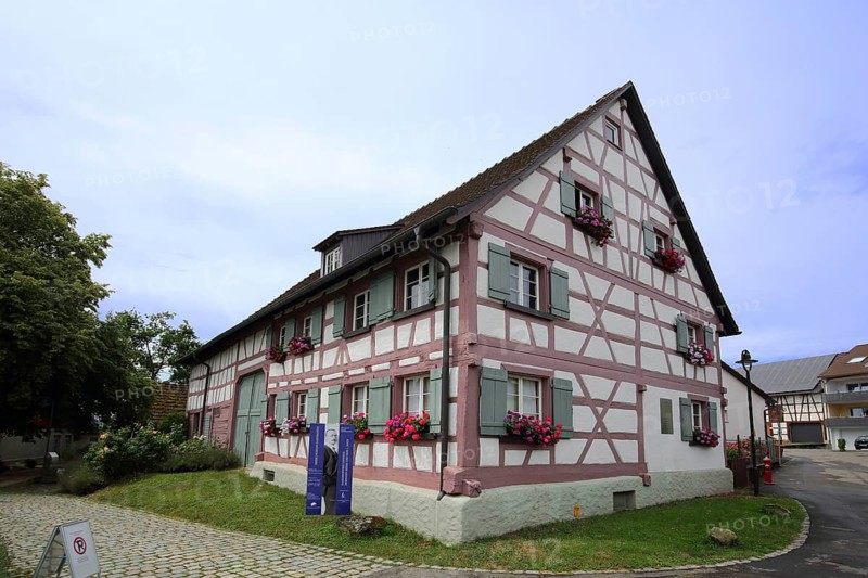 Half-timbered house and Hermann Hesse Museum, residence, Gaienhofen, Untersee, Lake Constance, Lake Constance region, Bavaria, Germany, Europe