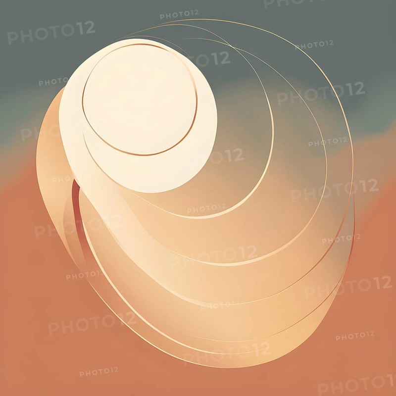 Minimalist illustration with abstract shapes interlocking to symbolize inspiration, AI generated