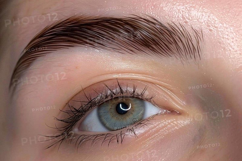 Close up of full woman's eyebrows. Generative Ai, AI generated