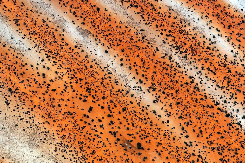 Aerial view, Namibia, Africa, Kalahari, landscape, desert, dunes, waterhole, structure, moulded, wind, Africa