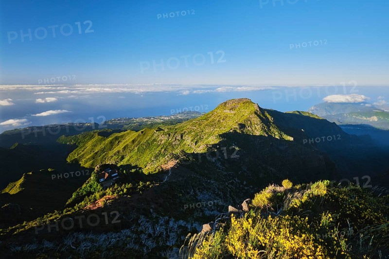 View from hike trail path to Pico Ruivo, Madeira