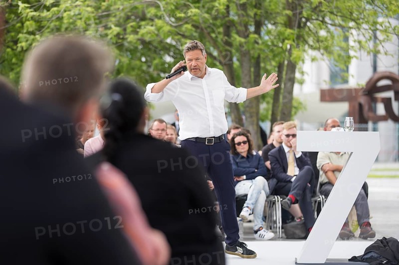 Robert Habeck (Vice-Chancellor and Federal Minister for Economic Affairs and Climate Protection, The Greens) in a dialogue format on the topic: What it's all about: Protecting freedom and democracy, renewing prosperity in the dialogue forum at Celebrating Democracy. / The Basic Law turns 75, together it will be a celebration, Berlin, 25.05.2024
