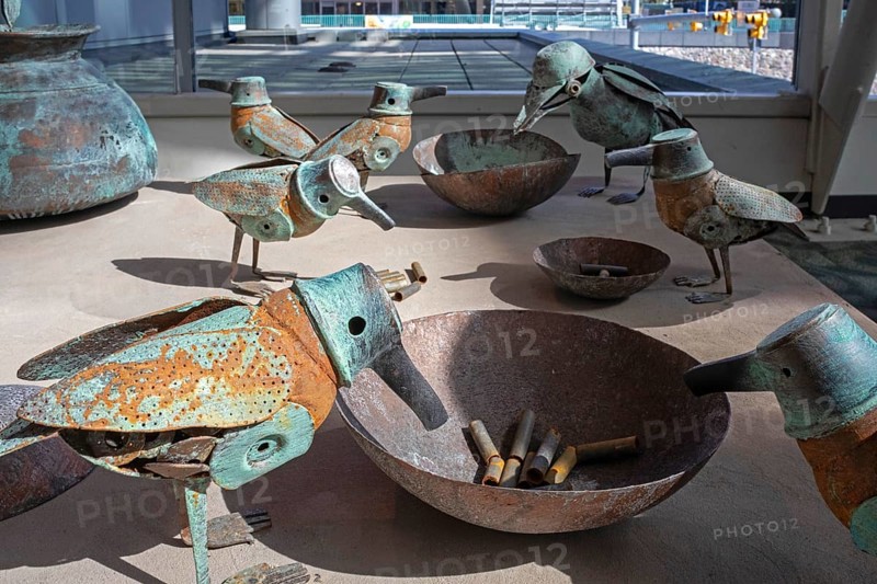 Grand Rapids, Michigan, After Party Guests, made from scrap metal by Harminder Boparai, was a finalist in the ArtPrize competition. The annual art show and cultural event features more than a thousand works of art at nearly 200 venues across the city