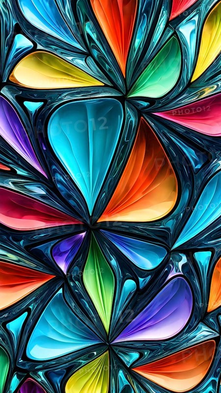 3d rendering of vibrant colored abstract changing glass design in an ornament structure, AI generated