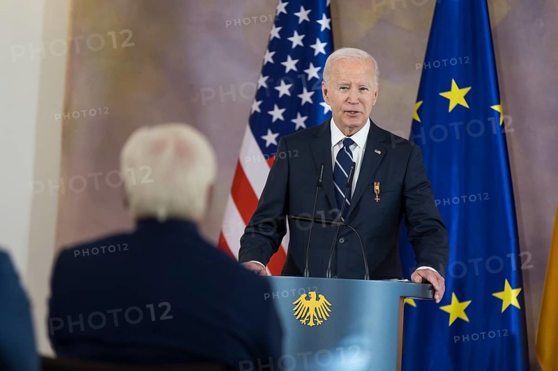 Joe Biden (46th President of the United States) gives a speech of thanks after being awarded the special level of the Grand Cross by Frank-Walter Steinmeier (President of the Federal Republic of Germany) at Bellevue Palace, Berlin, 18 October 2024
