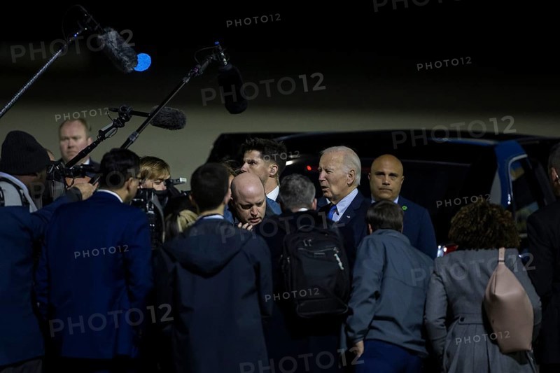 Joe Biden (46th President of the United States) gives interviews to journalists after his arrival at BER Airport, Berlin, 17 October 2024