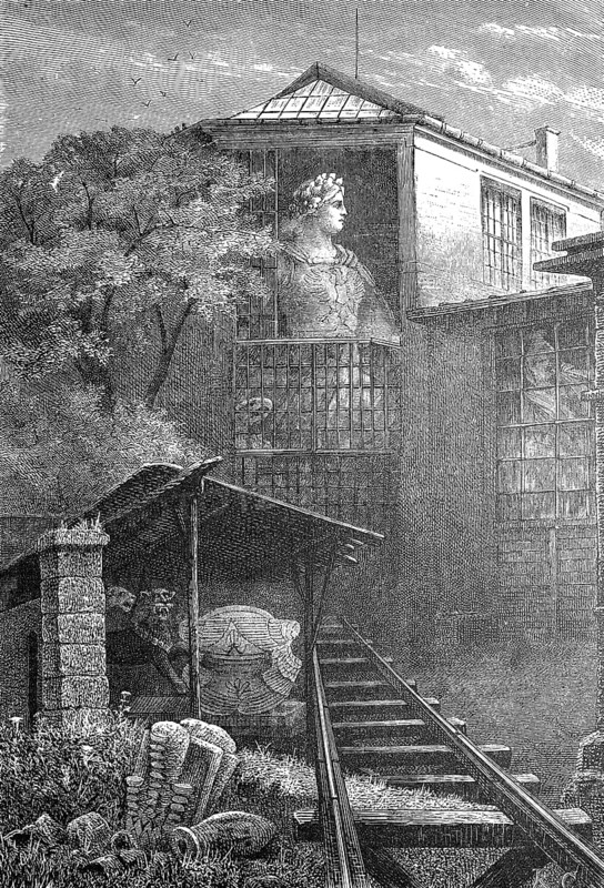Part for the national monument for the Niederwald in the studio, workshop, Niederwald monument, Germany, 1883, Historical, digital reproduction of an original 19th century model, Europe