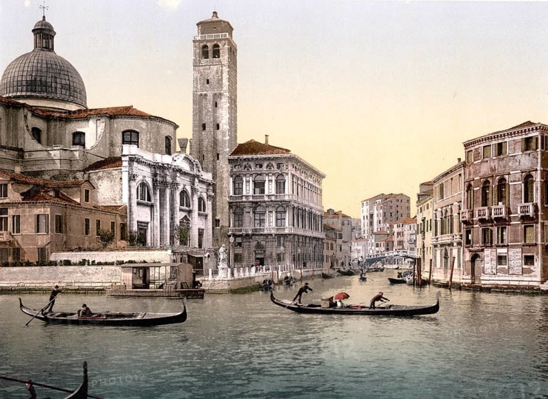 Church of San Geremia, Cannaregio, Venice, Italy, Historic, digitally restored reproduction from a 19th century original, Record date not stated, San Geremia Church, Venice, Italy, Historic, digitally restored reproduction from a 19th century original, Record date not stated, Europe